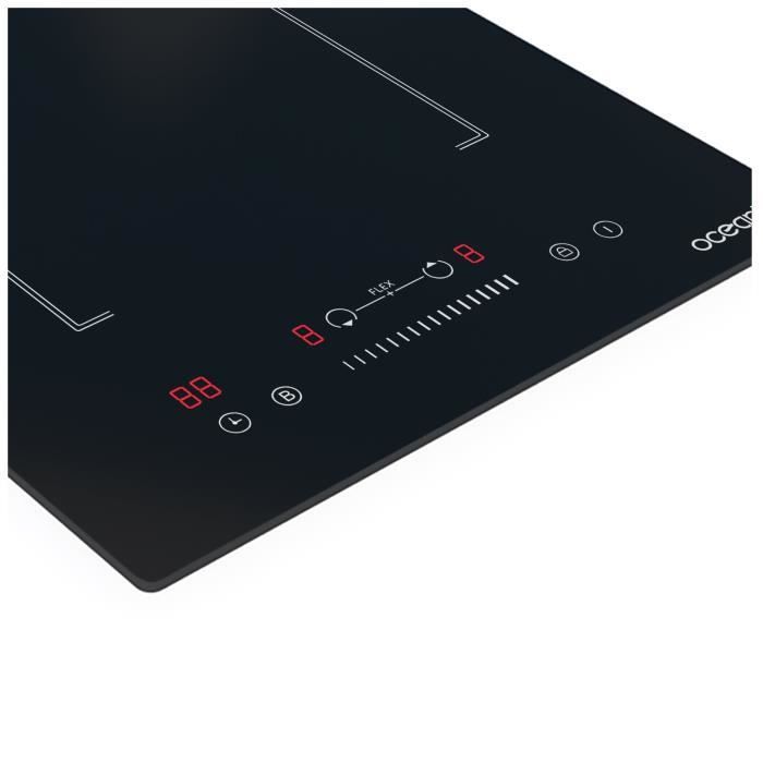 Inbouw inductiekookplaat - OCEANIC - OCEATI2Z2BF - 2 kookzones met flexibele kookruimte - 3600 W - Zwart