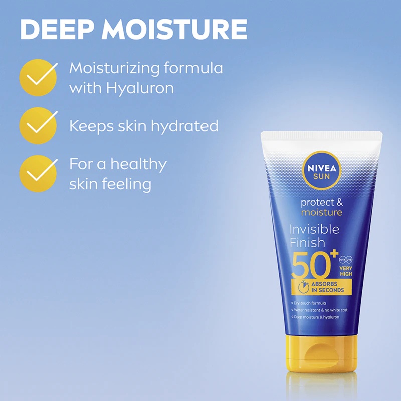 NIVEA SUN Protect & Moisture mitrinošs saules aizsargkrēms ar hialuronskābi