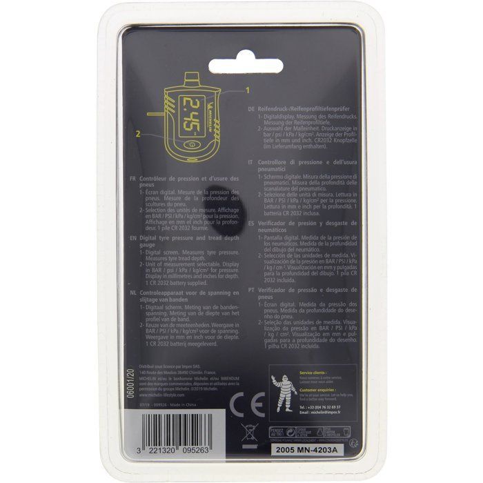 Michelin tire pressure and wear gauge - from 0.35 bar to 7 bar, accuracy 0.05 bar