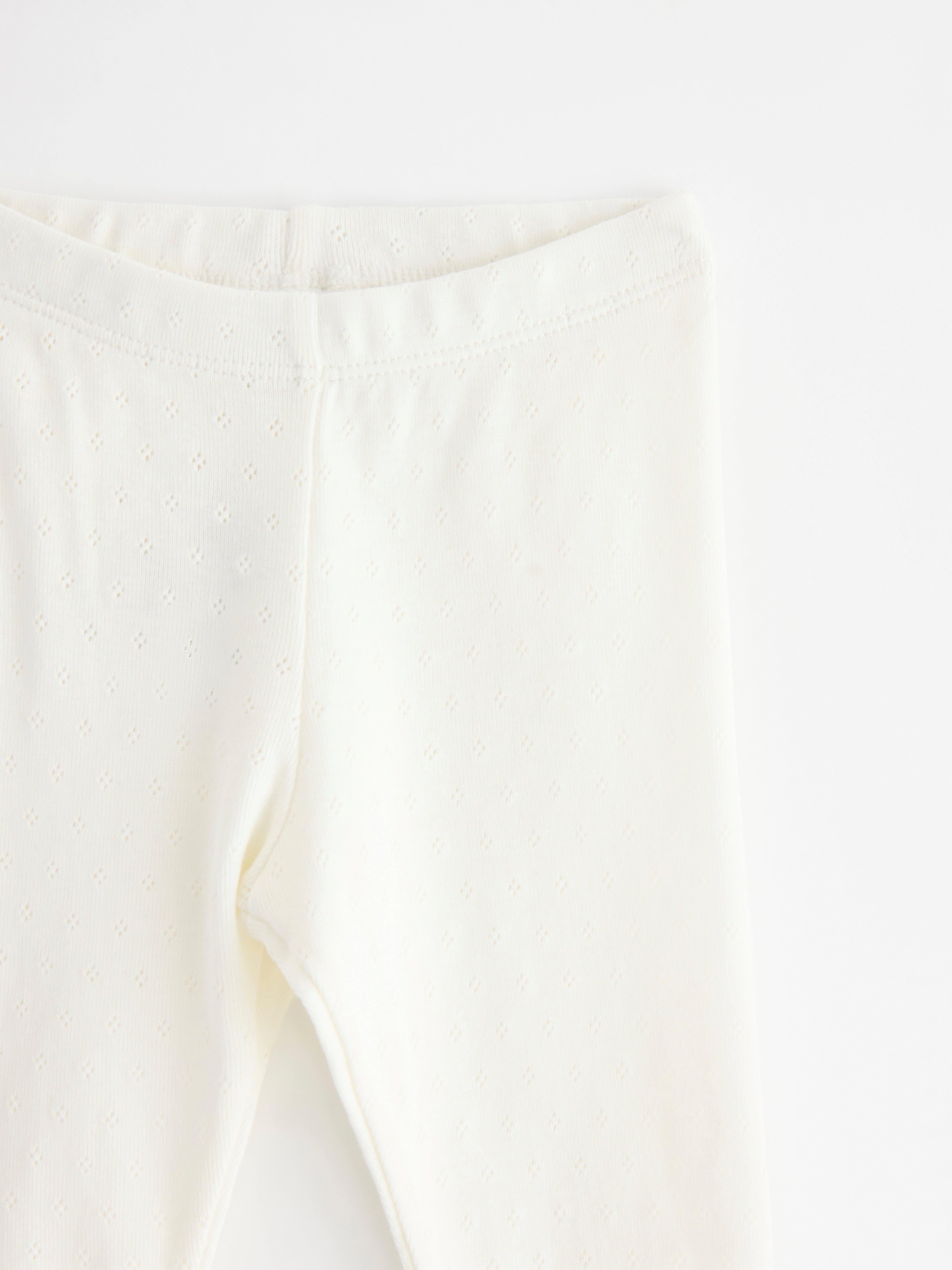 Leggings em ponto ajour, branco claro acinzentado