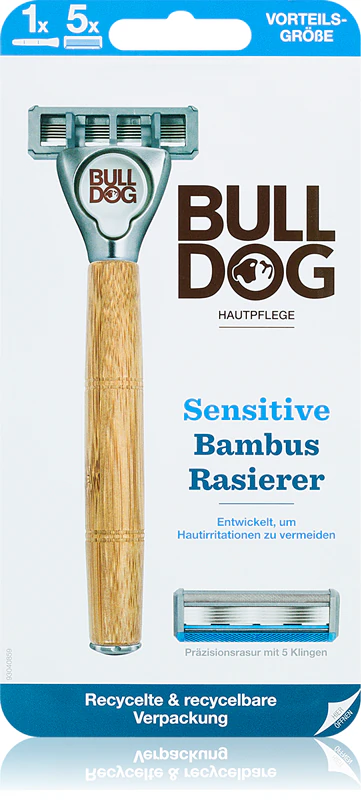 Bulldog Sensitive bamboe scheerapparaat + reserve scheerhoofden