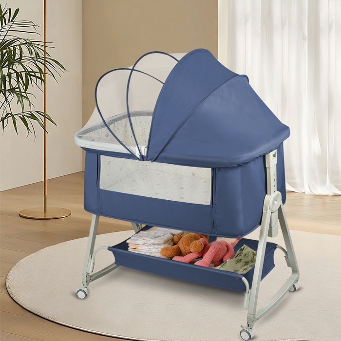 MIPAN. Cuna colecho 3 en 1 - Cama con inclinación y altura ajustables - Cuna para bebé desde el nacimiento hasta los 36 meses - Azul