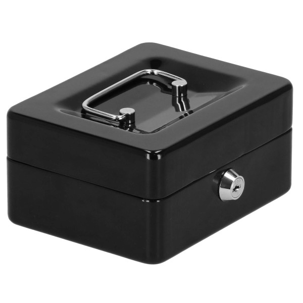 Kasetka na pieniądze 15x12x8 cm metalowy sejf pudełko czarne