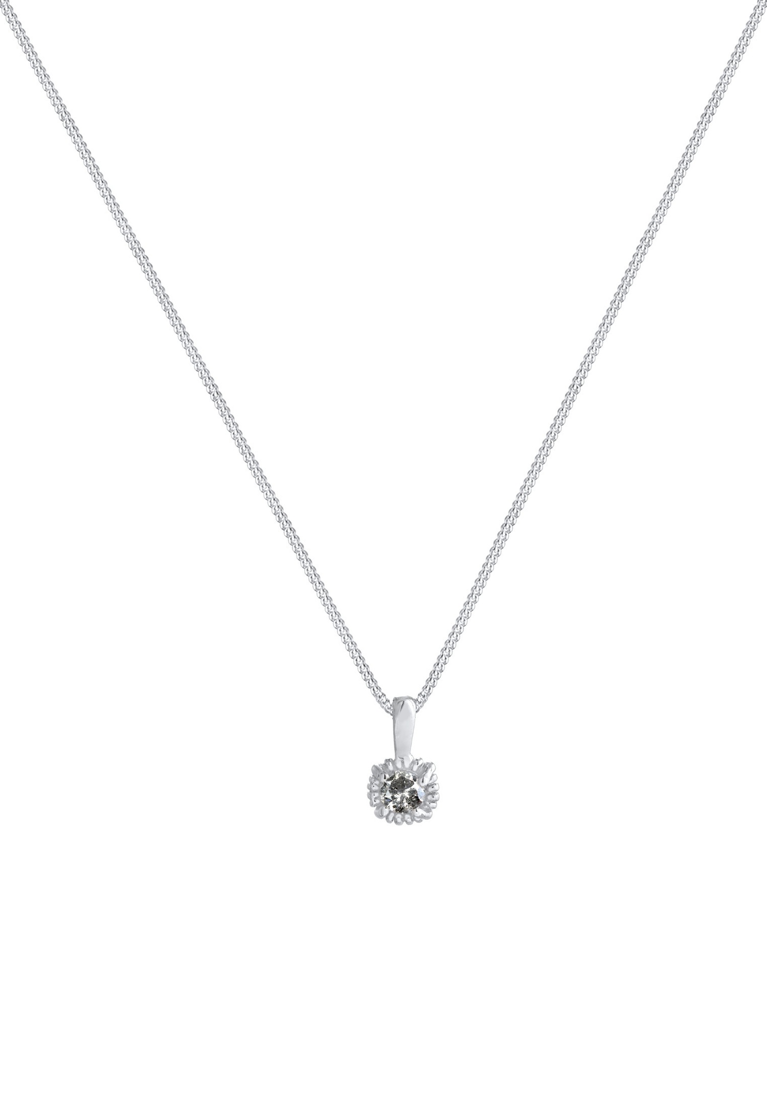 Elli DIAMONDS Pendentif Solitaire Femme Poivre Sel avec Diamant (0.11 ct.) en Argent Sterling 925
