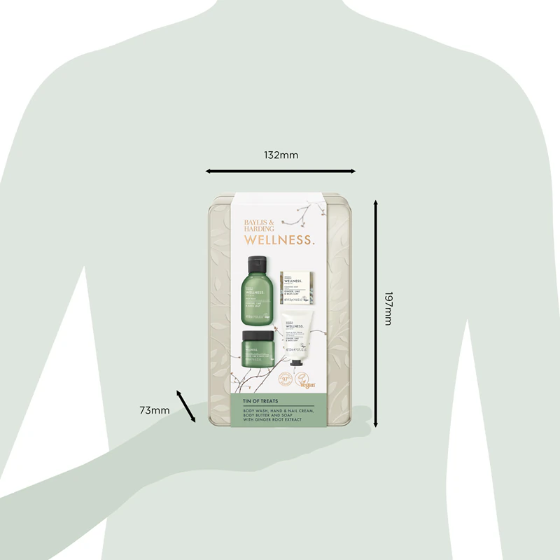 Baylis & Harding Wellness. Energizing-vartalon lahjasetti inkivääri-limetti-basilikaöljyllä