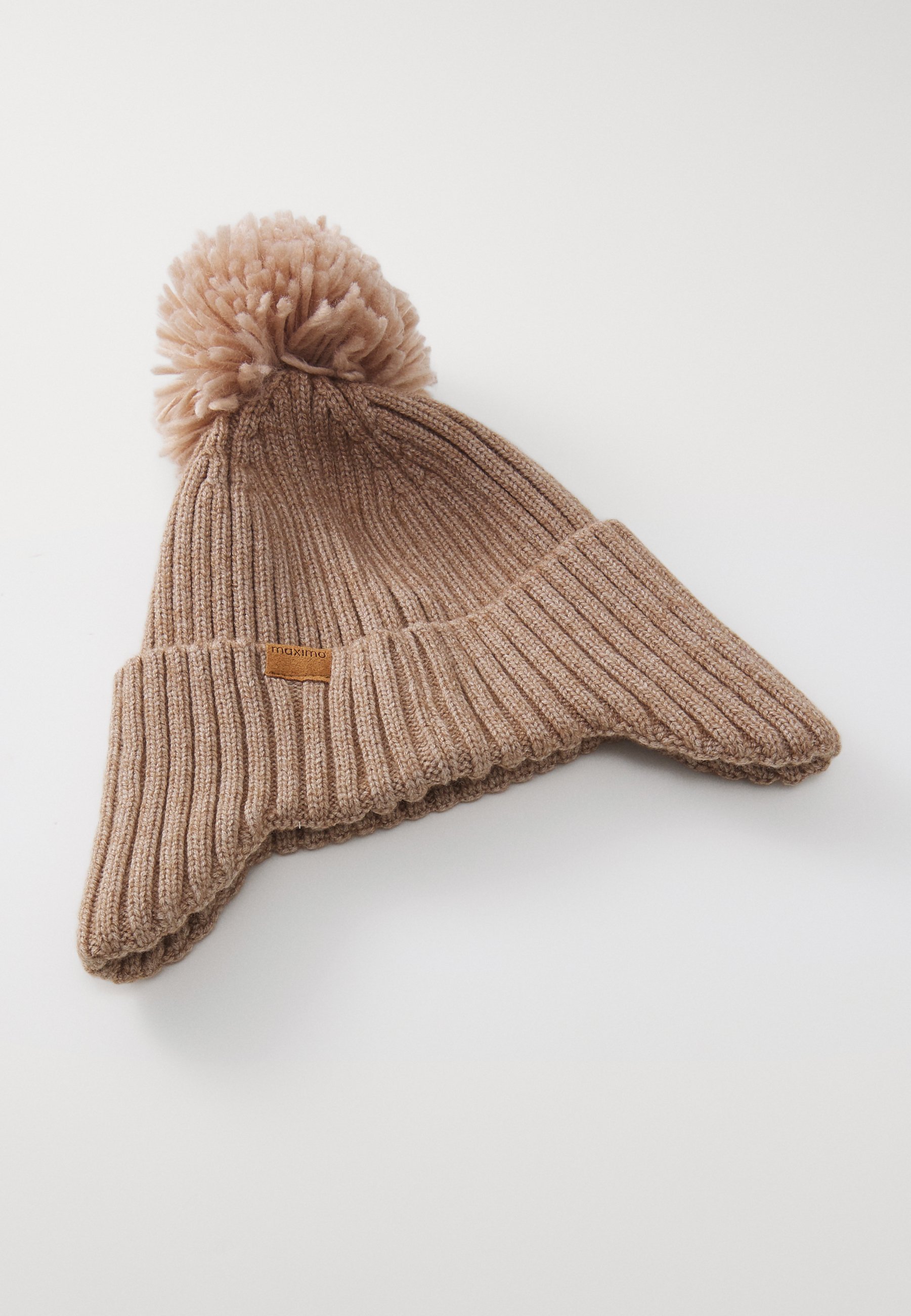 maximo MINI MUTJE, OMKLAPBARE OORKLEM, POMPON UNISEX - Beanie - lichtbruine melange