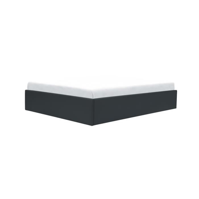Cama con almacenamiento para adultos ECLIPSE 140 x 190 cm - Piel sintética negra