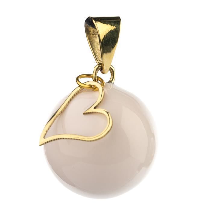 Bola - Collar Bola de Embarazo - Blanco con dije de corazón - Talla única