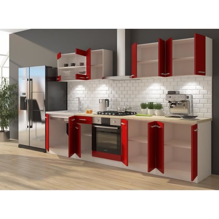 ULTRA Complete kitchen with oven unit and worktop included, 300 cm wide - Matte red
