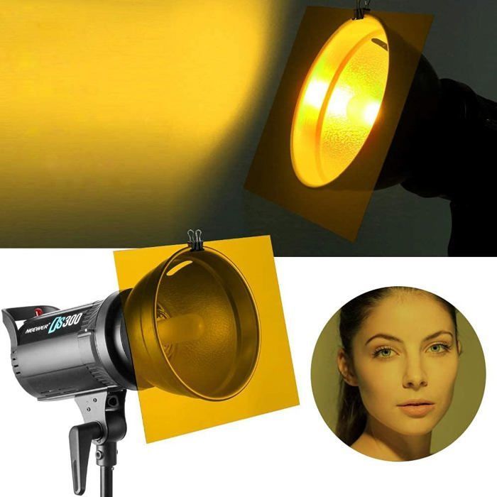 14 filtros de gel correctores de 29,7 x 21 cm, láminas de gel de color transparente para flash, luz LED y película.