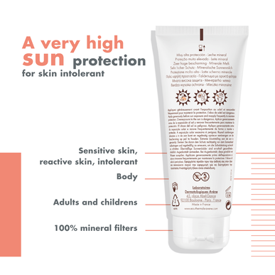 Avène Sun Care ásványi testápoló illatmentes SPF50 naptej ásványi tej reaktív bőrre 100 ml