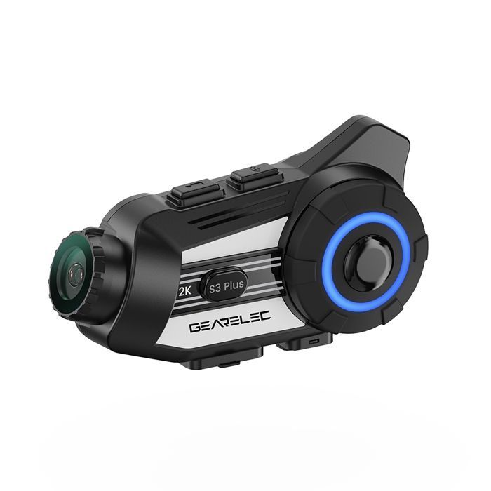 Kit de intercomunicador Bluetooth para casco de motocicleta GEARELEC con cámara HD 2K1500M para 8 motociclistas y cámara de salpicadero WiFi.
