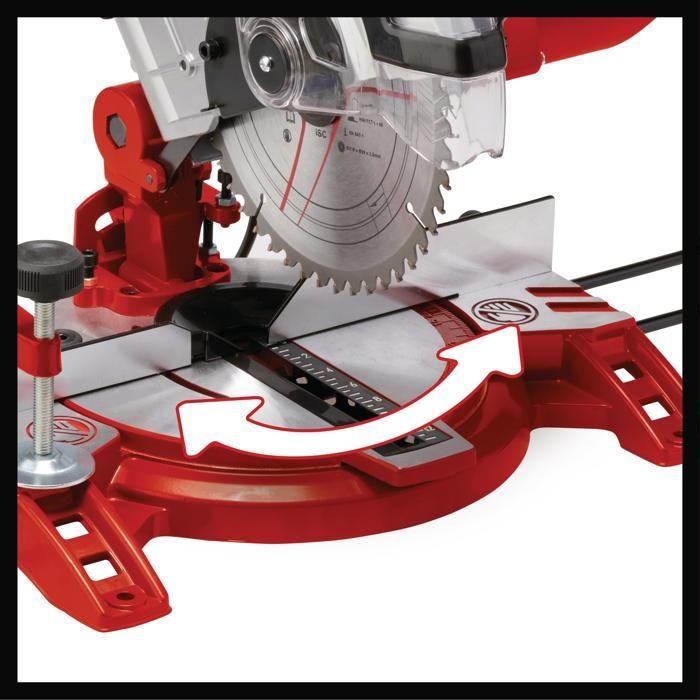 Einhell Scie à onglet TC-MS 2112 (1600 W, Largeur de coupe maximale : 120 mm, Table pivotante, Tête de scie inclinable)