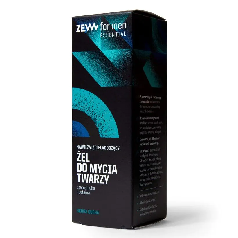 ZEW For Men z Czarną Hubą i Betainą - Nawilżająco-łagodzący Żel do mycia twarzy 100 ml