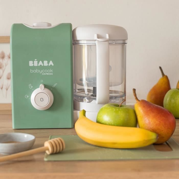 BEABA, Babycook express, robot bébé, 4 en 1 mixeur-cuiseur, vert sauge