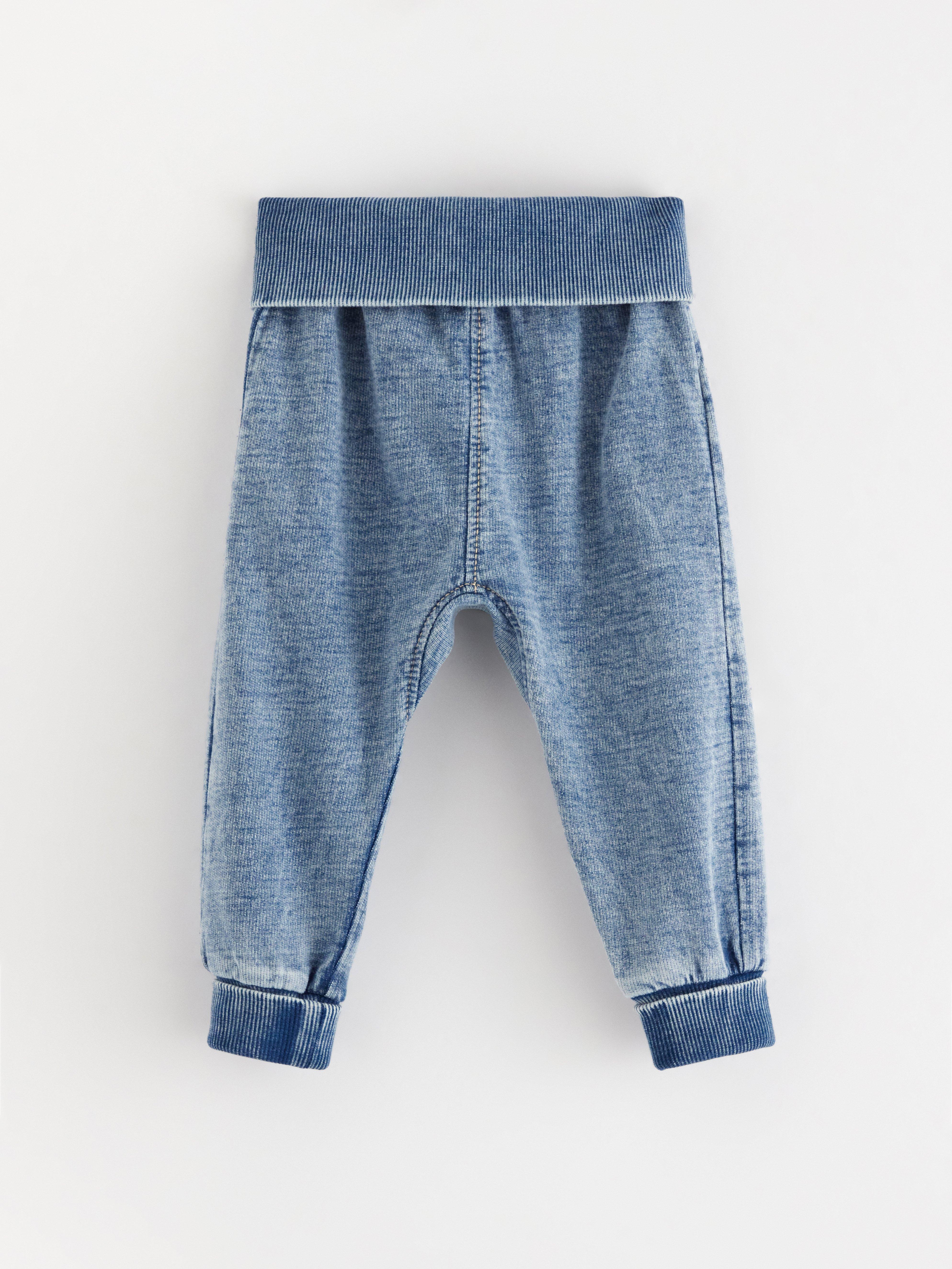 Pantaloni de trening cu aspect de denim Denim deschis