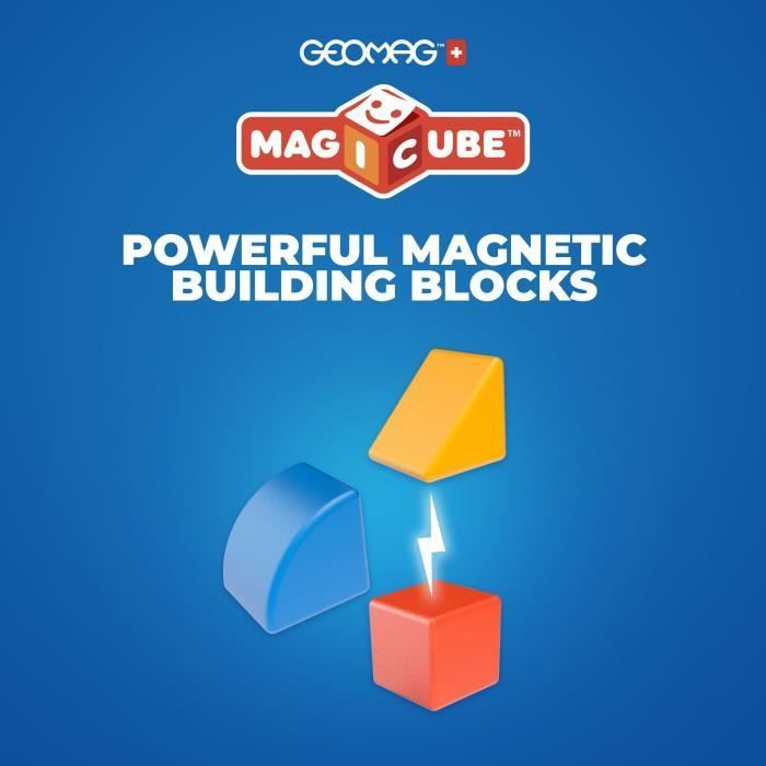 Blocs magnétiques - GEOMAG - Magicube 208 - 9 pièces - Formes variées - Animaux - Plastique recyclé