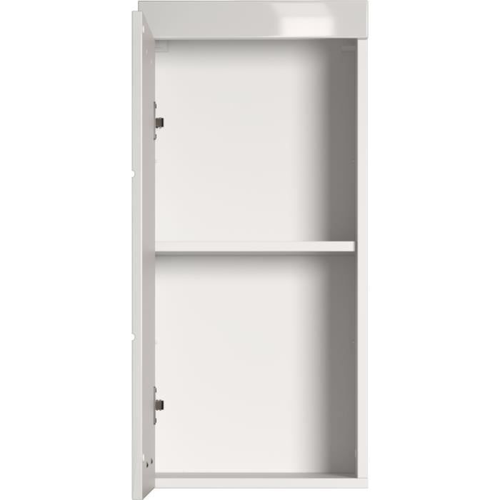 Bathroom cabinet, tall storage unit - 1 door - White - W 37 x D 23 x H 77 cm - AMANDA
