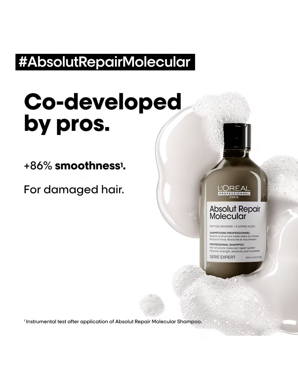 L'OREAL PROFESSIONNEL Absolut Repair Molecular Shampoo για όλους τους ταλαιπωρημένους τύπους μαλλιών