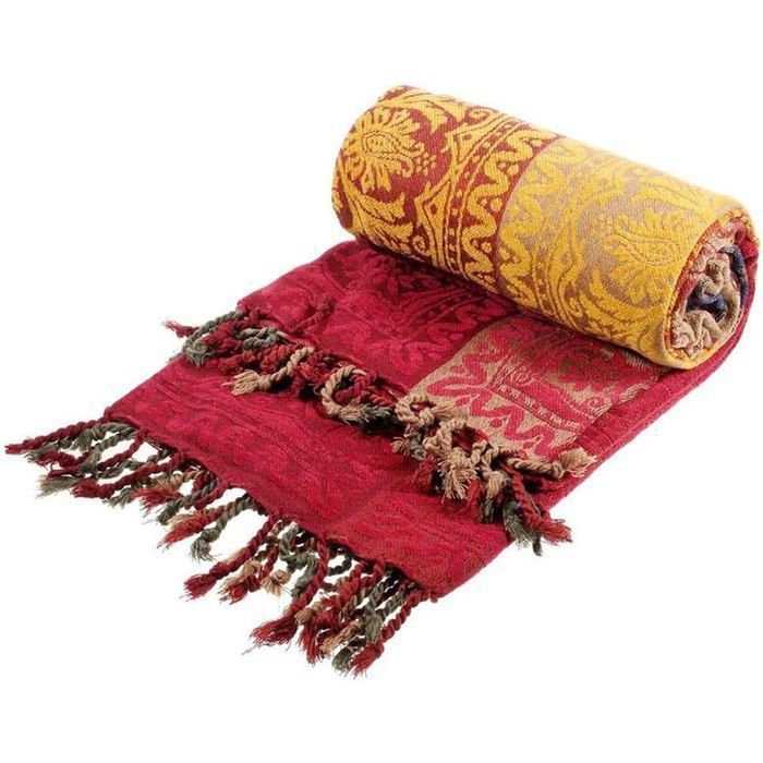 Manta y cubrecama grande de algodón, manta para sofá de color natural, manta individual (rojo, 220 * 260 cm)