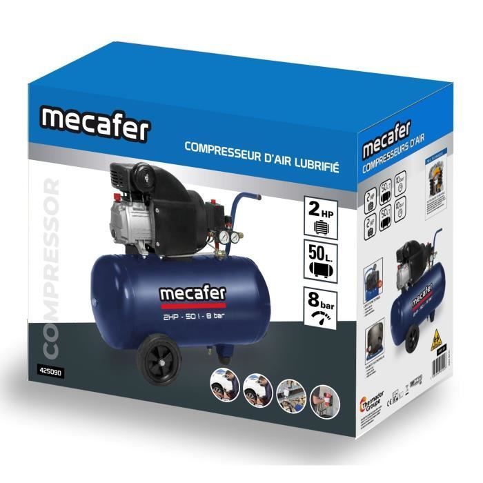 Compressor - MECAFER - 425794 - Blue - 50 L - 2 HP - 8 Bar