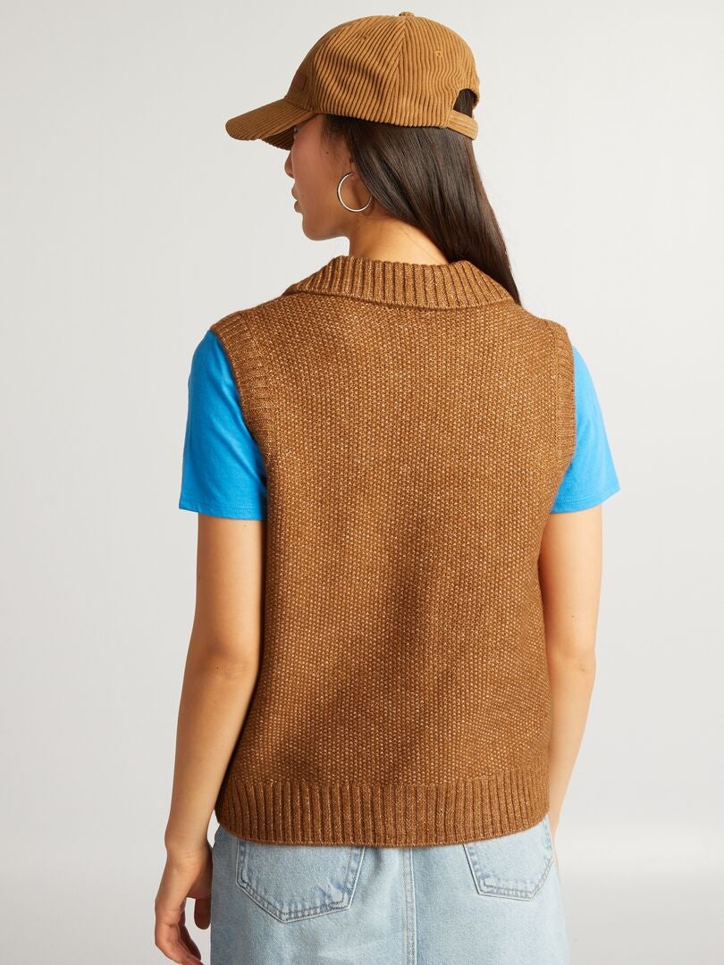 Gebreid vest - BRUIN