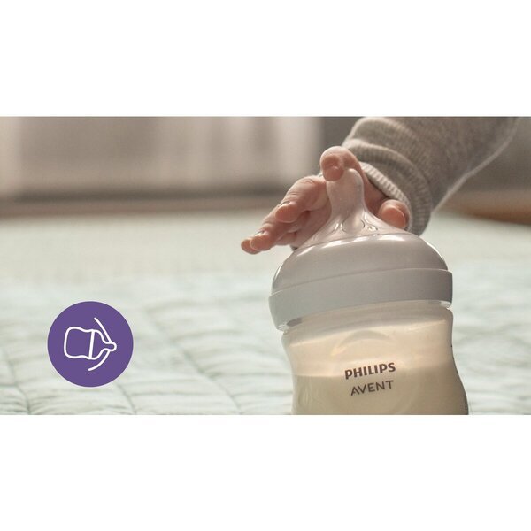 Philips Avent Natural Response SCY930/01 steklena otroška steklenička za dojenčke, 0m+, z naravnim refleksnim cucljem za sesanje, 120 ml