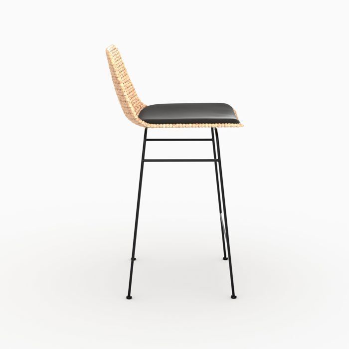 Lot de 2 chaises pour îlot central 66 cm en matière naturelle et noir - Faro - Rendez-Vous Déco