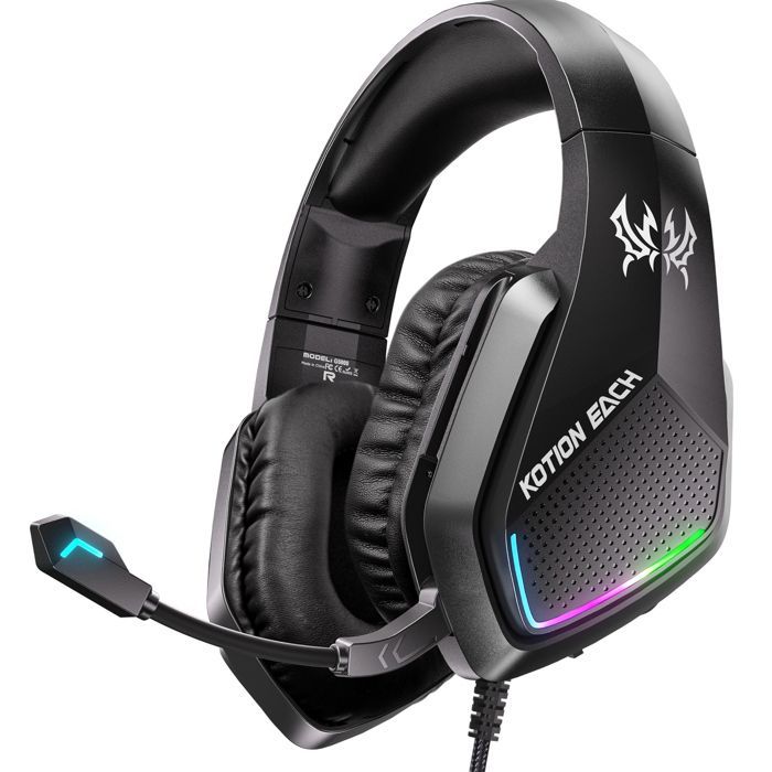 Fone de ouvido gamer com fio 7.1, microfone com cancelamento de ruído, LED RGB, compatível com PS5/PS4/Xbox/PC/Switch - Ótima opção de presente para gamers
