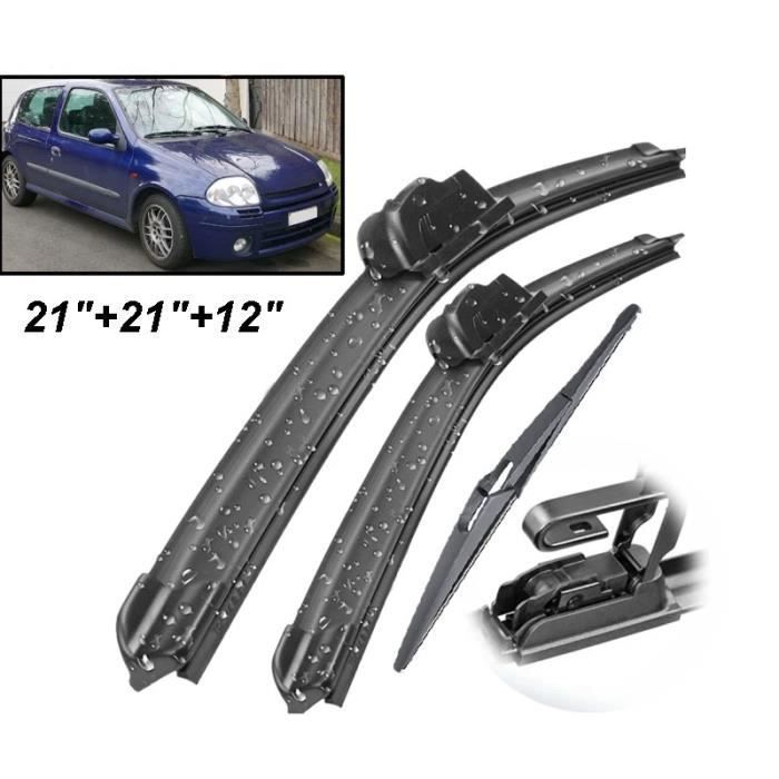 Lot de 3 Balais d'essuie-glace avant et arrière pour Renault Clio MK2 1998 1999 2000 2001 2002 2003 2004 2005