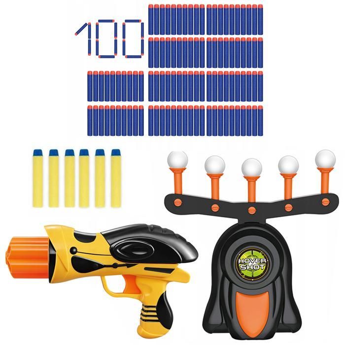 Jeu de tir flottant - Soft Bullet Elite Disruptor - Cible mobile avec pistolet et 100 fléchettes Nerf