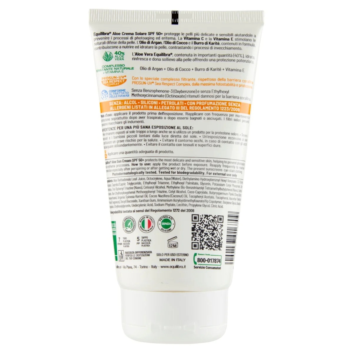 EQUILIBRA Protetor Solar Equilibra Aloe FPS 50+ 150 ml Alta proteção solar