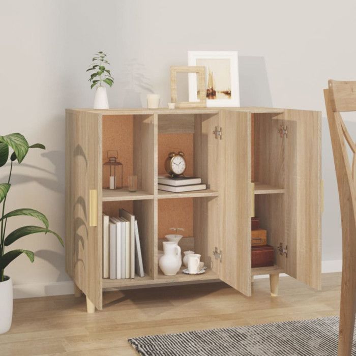 812495 vidaXL Aparador Sonoma Roble 90x34x80 cm Madera de ingeniería