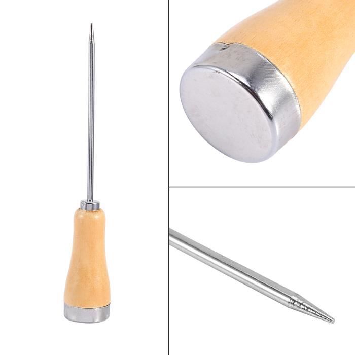 Picahielos duradero y fácil de transportar - Acero inoxidable y madera - 21,5 cm de longitud total