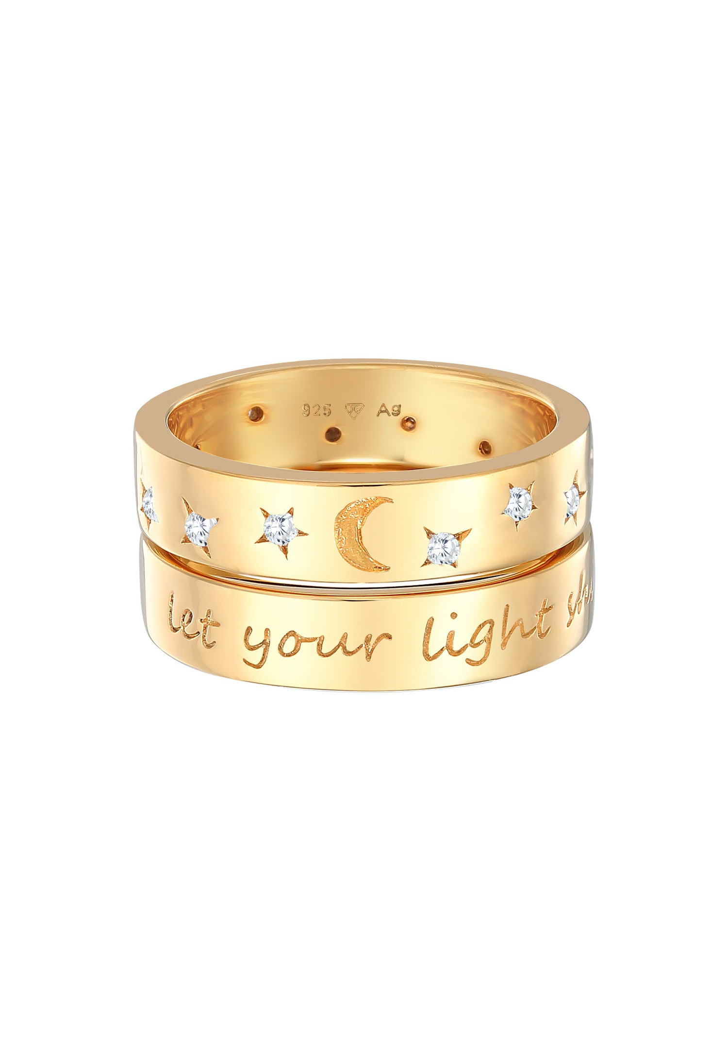 Elli Femmes Bande de 2 Astro avec Cristal de Zirconium en Argent Sterling 925