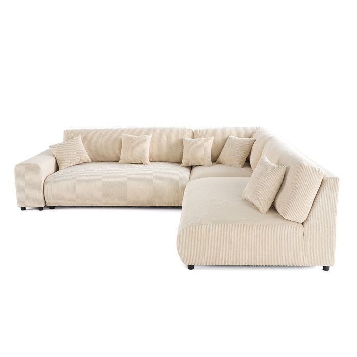 Garance – Modulares Ecksofa rechts – 6-Sitzer – aus Cord – Beige