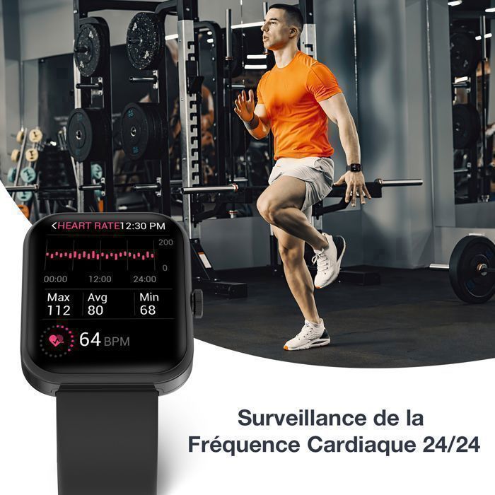 FeipuQu Montre Connectée Homme Femme Appel Bluetooth 1.83