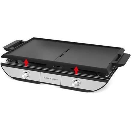 Plancha - RIVIERA & BAR - QPL665 - 2300 W - 2 zonas de cocción - 50 x 30 cm - Acero inoxidable