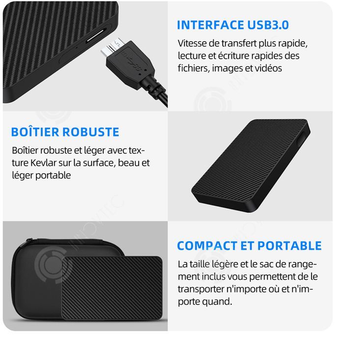 Disco duro externo USB 3.0 INN de 500 GB compatible con WinXP+Windows 7/8/10/11+OS, transferencia de disco duro de alta velocidad
