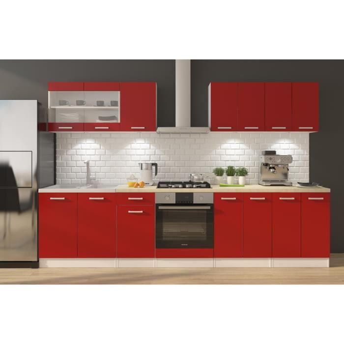 ULTRA Complete kitchen with oven unit and worktop included, 300 cm wide - Matte red