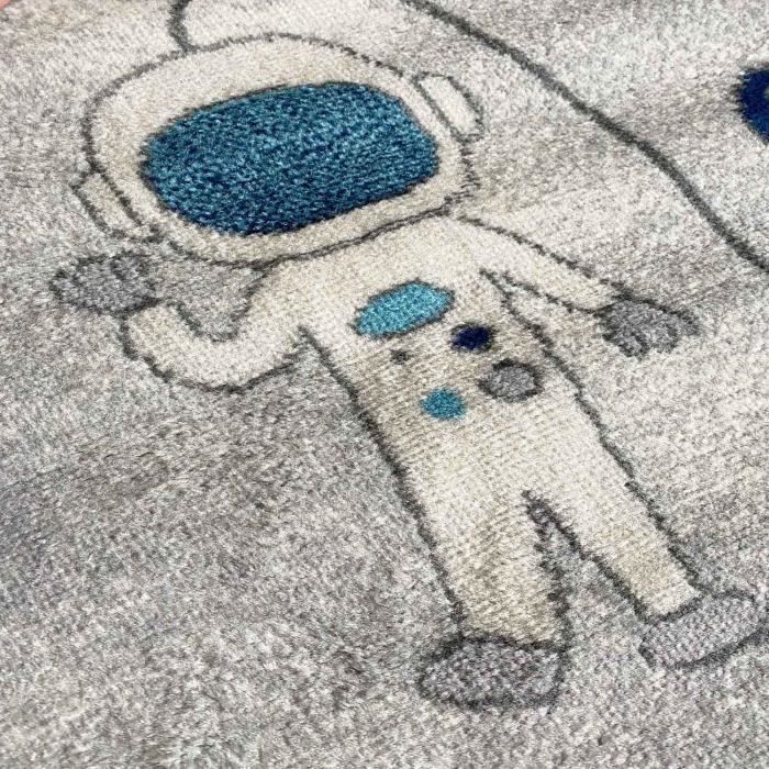 Tapete infantil - VIMODA - Estampa de astronauta e planetas - 120x170 cm - Antiderrapante - 100% polipropileno