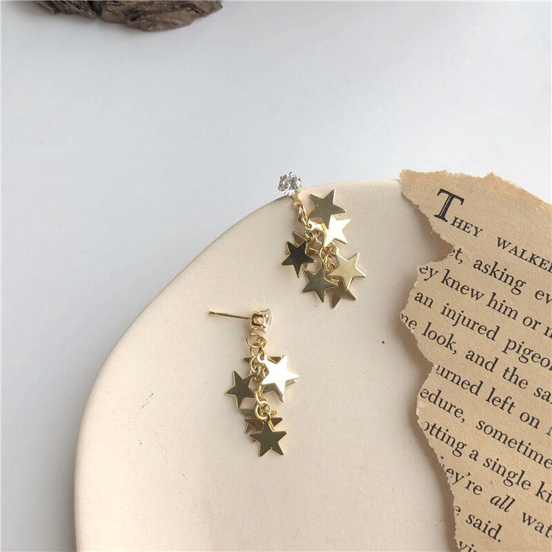 « Ocean Girl » – Boucles d'oreilles puces en forme de cœur – Design étoile à cinq branches – Clips d'oreilles élégants