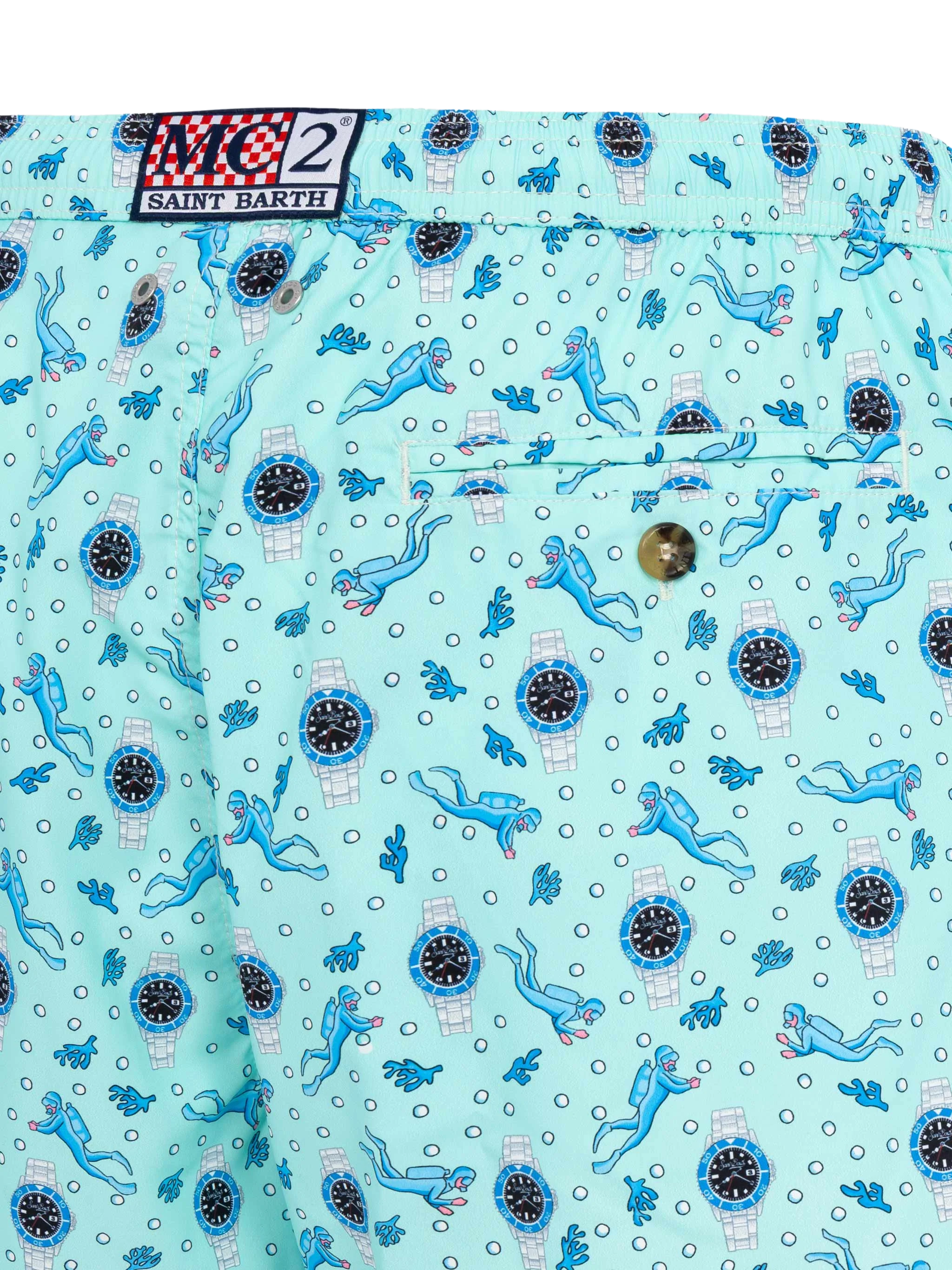 Zwemkleding met verlichtingseffect in lichtgewicht stof met klokprint.