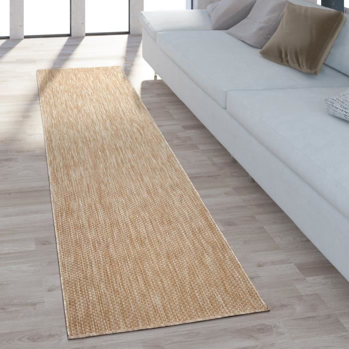 Alfombra de exterior Paco Home para balcón, terraza o cocina, lisa, moteada, color beige/blanco roto, 160x220 cm.