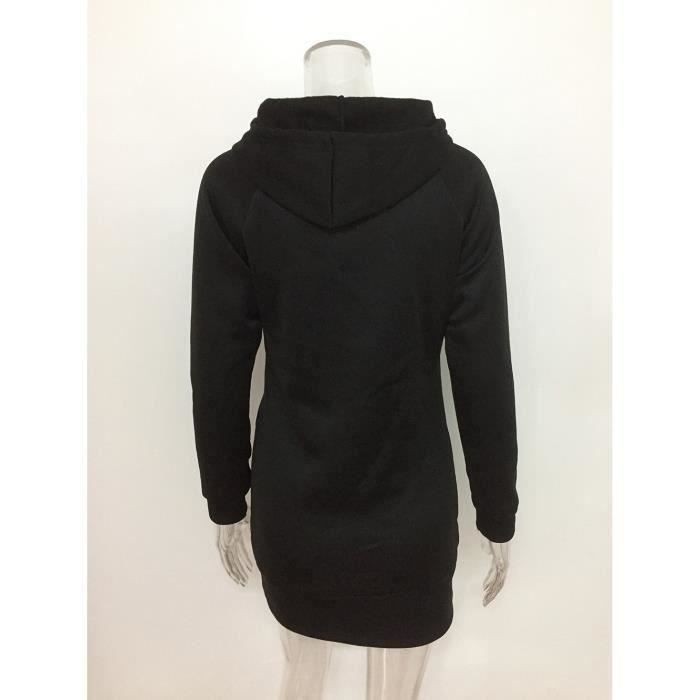 Sweat Femmes - FUNMOON - Finddress - Robe Pull Hiver - Long Avec Capuche - Manches Longues