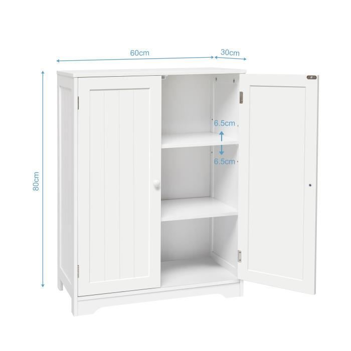Mobiletto da bagno Mondeer, credenza contenitore con 2 ante, 3 ripiani, finitura moderna in MDF verniciato, per soggiorno, camera da letto, corridoio, cucina