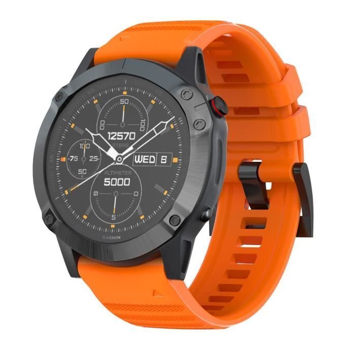 Correa de silicona de 26 mm de repuesto para reloj inteligente Garmin Fenix 6X GPS/6X Pro - Naranja