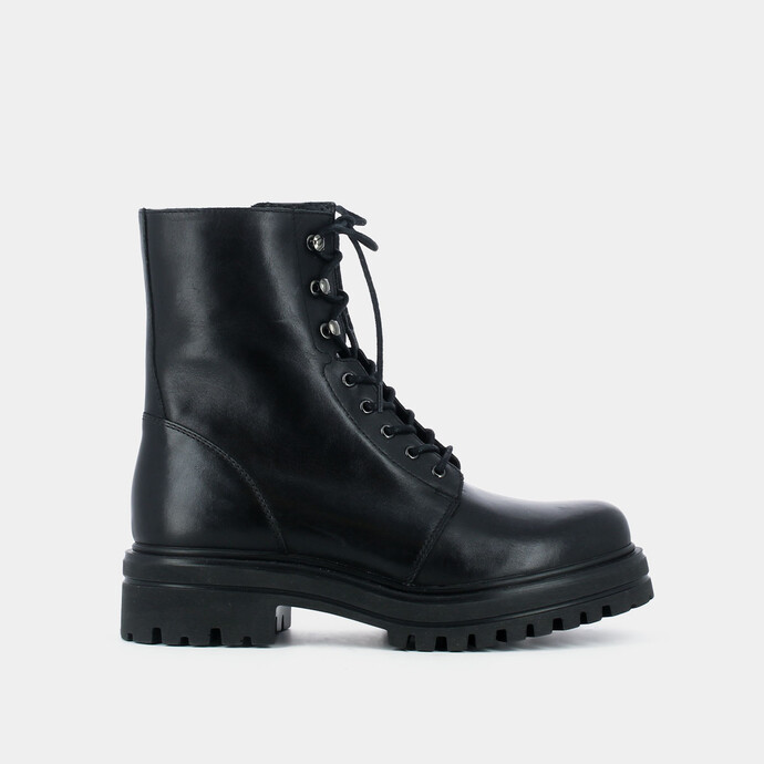 Bottines à lacets  en cuir noir
