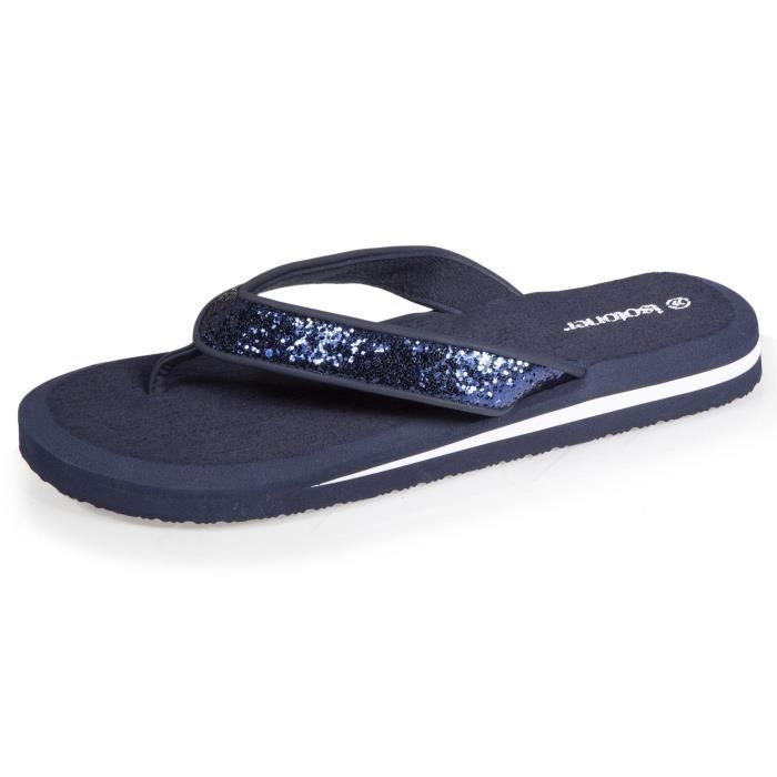 Chanclas cómodas Isotoner para mujer, parte superior suave, azul marino