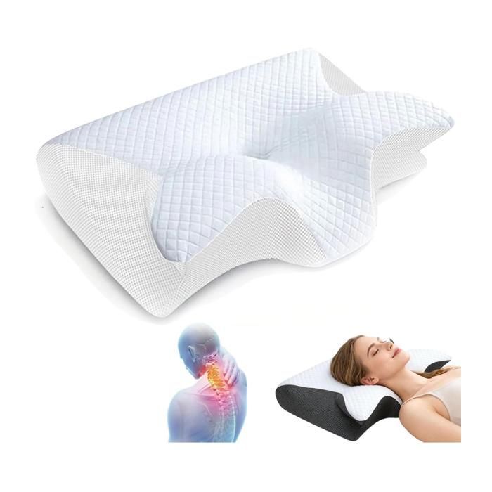 Almohada para la apnea del sueño, almohada antironquidos y para la apnea posicional, almohada cervical ergonómica de espuma viscoelástica (blanca)
